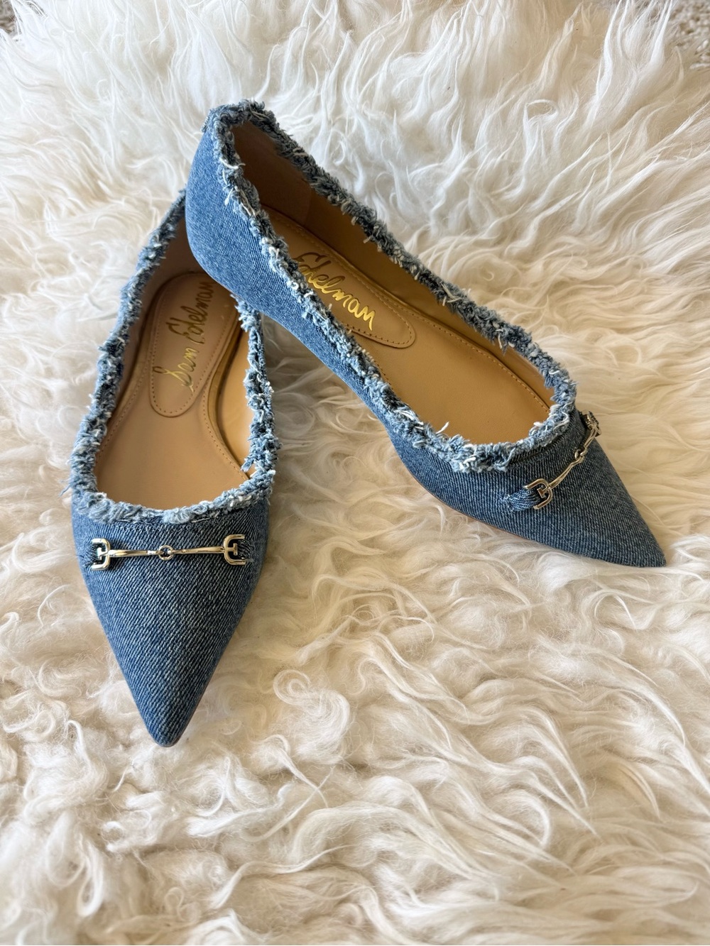 Sam Edelman Denim Fringe Nori Flats*NEW